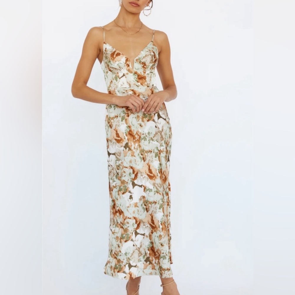 Hello Molly | Satin Printed Midi Dress